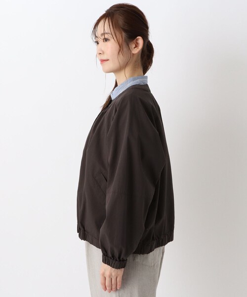 one'sterrace(ワンズテラス)の「リップストップジャケット(ノーカラージャケット・レディース・グレー系その他7/カーキ系5・02)」の4枚目の写真
