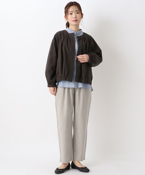 one'sterrace(ワンズテラス)の「リップストップジャケット(ノーカラージャケット・レディース・グレー系その他7/カーキ系5・02)」の14枚目の写真