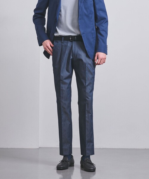 UNITED ARROWS(ユナイテッドアローズ)の「クールモーション スリムテーパード サイドシャーリング 1プリーツパンツ(その他パンツ・メンズ・ネイビー・44/46/48/50/52/54)」の1枚目の写真