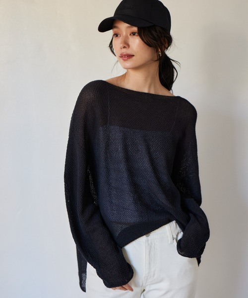 BARNYARDSTORM（バンヤードストーム）の「BARNYARDSTORM / ペーパーリラックスニット / ハンドウォッシャブル  フォトTとレイヤードもおすすめ（ニット/セーター・レディース・ベージュ/グリーン/ブラック/レッド/モカ/チャコールグレー・FREE）」の7枚目の写真