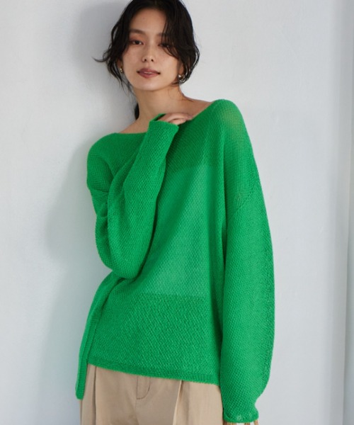 BARNYARDSTORM（バンヤードストーム）の「BARNYARDSTORM / ペーパーリラックスニット / ハンドウォッシャブル  フォトTとレイヤードもおすすめ（ニット/セーター・レディース・ベージュ/グリーン/ブラック/レッド/モカ/チャコールグレー・FREE）」の11枚目の写真