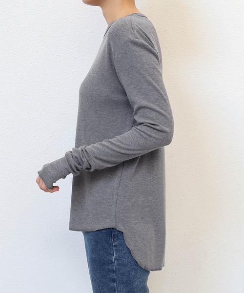evernavy(エバーネイビー)の「テレコリブクルーネックプルオーバー(Tシャツ/カットソー・レディース・グレー/ブラック/ホワイト系その他/ネイビー・M)」の16枚目の写真