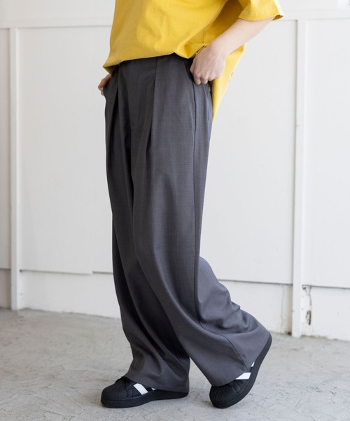 PBLIM（ページボーイリム）の「PBLIM/タックスラックス（スラックス・レディース・ブラウン/グレー・FREE）」の2枚目の写真