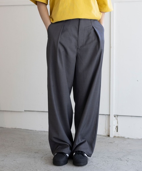 PBLIM（ページボーイリム）の「PBLIM/タックスラックス（スラックス・レディース・ブラウン/グレー・FREE）」の3枚目の写真