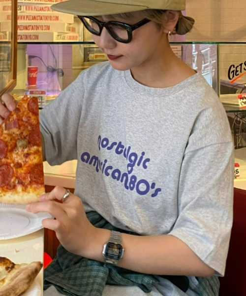 CIAOPANIC TYPY（チャオパニックティピー）の「【UNISEX】レトロプリント半袖Tee（Tシャツ/カットソー・メンズ・ライトグレー/ネイビー/イエロー・MEDIUM/LARGE）」の2枚目の写真