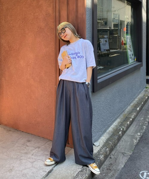 CIAOPANIC TYPY（チャオパニックティピー）の「【UNISEX】レトロプリント半袖Tee（Tシャツ/カットソー・メンズ・ライトグレー/ネイビー/イエロー・MEDIUM/LARGE）」の5枚目の写真