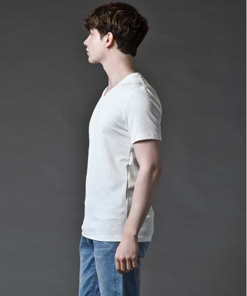 【セール】AAR(アール)ブライト 膨れジャガード Vネック Tシャツ（Tシャツ/カットソー）｜BUFFALO BOBS（バッファローボブズ）