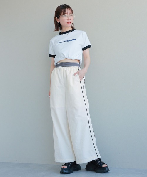 RAGEBLUE（レイジブルー）の「ウエストロゴ/サイドライントラックナイロンパンツ（スウェットパンツ・レディース・ブルー/ブラック/ホワイト・FREE）」の9枚目の写真