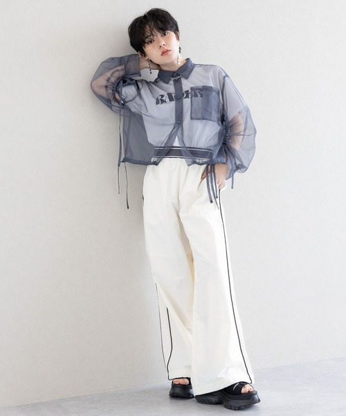 RAGEBLUE（レイジブルー）の「ウエストロゴ/サイドライントラックナイロンパンツ（スウェットパンツ・レディース・ブルー/ブラック/ホワイト・FREE）」の5枚目の写真