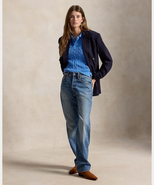 POLO RALPH LAUREN（ポロ ラルフ ローレン）の「ケーブルニット ポロシャツ（ニット/セーター・レディース・ブルー・XL/L/M/S/XS）」の6枚目の写真