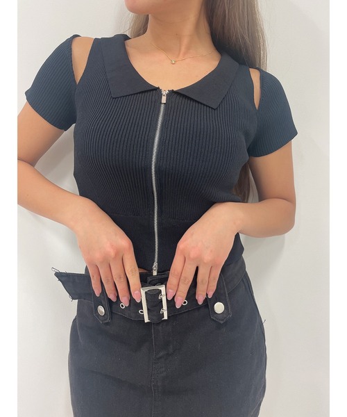 DURAS（デュラス）の「Shoulder opening top（Tシャツ/カットソー・レディース・ブラック/ホワイト/ピンク・FREE）」の3枚目の写真