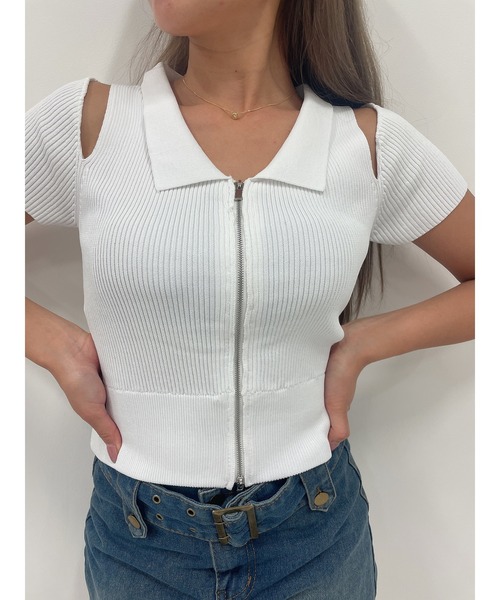 DURAS（デュラス）の「Shoulder opening top（Tシャツ/カットソー・レディース・ブラック/ホワイト/ピンク・FREE）」の10枚目の写真
