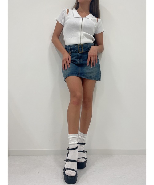 DURAS（デュラス）の「Shoulder opening top（Tシャツ/カットソー・レディース・ブラック/ホワイト/ピンク・FREE）」の13枚目の写真