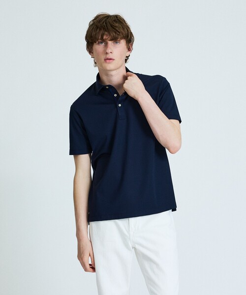 ABAHOUSE(アバハウス)の「【接触冷感】アイスピケ ストレッチ ポロシャツ / FLEX COOL(ポロシャツ・メンズ・ネイビー/ホワイト/ライトグレー/ブラック/ダークネイビー/サックスブルー・44/46/48/50)」の12枚目の写真