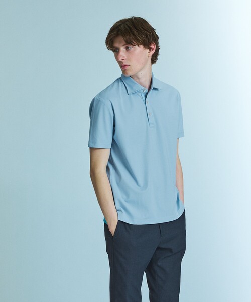 ABAHOUSE(アバハウス)の「【接触冷感】アイスピケ ストレッチ ポロシャツ / FLEX COOL(ポロシャツ・メンズ・ネイビー/ホワイト/ライトグレー/ブラック/ダークネイビー/サックスブルー・44/46/48/50)」の9枚目の写真