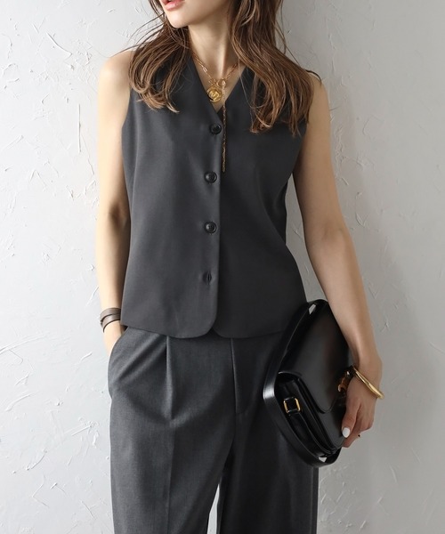 Bonjour Sagan（ボンジュールサガン）の「ハンサムジレ（ベスト・レディース・アイボリー/チャコールグレー/ベージュ・FREE）」の2枚目の写真