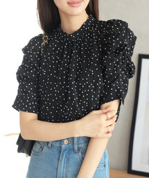 KOBE LETTUCE | シワ加工ランダムドットパワショルトップス(シャツ/ブラウス)