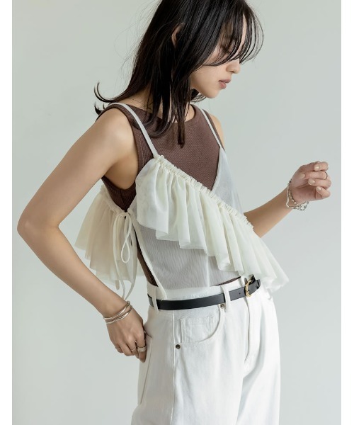 Re:EDIT（リエディ）の「[新色追加][涼感]レーヨンブレンドボートネックタンクトップ（タンクトップ・レディース・グレー/ホワイト/ブラック/ベージュ/ブラウン/カーキ/パープル・LARGE/MEDIUM）」の16枚目の写真