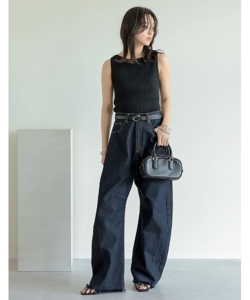 Re:EDIT（リエディ）の「[新色追加][涼感]レーヨンブレンドボートネックタンクトップ（タンクトップ・レディース・グレー/ホワイト/ブラック/ベージュ/ブラウン/カーキ/パープル・LARGE/MEDIUM）」の20枚目の写真