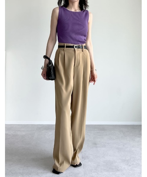 Re:EDIT（リエディ）の「[新色追加][涼感]レーヨンブレンドボートネックタンクトップ（タンクトップ・レディース・グレー/ホワイト/ブラック/ベージュ/ブラウン/カーキ/パープル・LARGE/MEDIUM）」の17枚目の写真