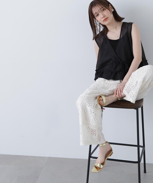 N.（N. Natural Beauty Basic）（エヌエヌナチュラルビューティーベーシック）の「◆フリルヘムシアーベスト（ベスト・レディース・ピンク/ブラック/オフホワイト・MEDIUM）」の8枚目の写真