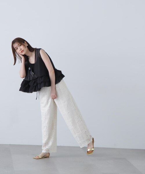 N.（N. Natural Beauty Basic）（エヌエヌナチュラルビューティーベーシック）の「◆フリルヘムシアーベスト（ベスト・レディース・ピンク/ブラック/オフホワイト・MEDIUM）」の10枚目の写真