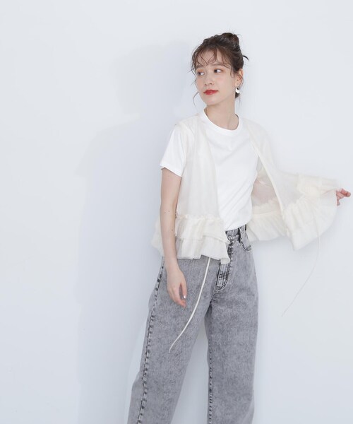N.（N. Natural Beauty Basic）（エヌエヌナチュラルビューティーベーシック）の「◆フリルヘムシアーベスト（ベスト・レディース・ピンク/ブラック/オフホワイト・MEDIUM）」の22枚目の写真
