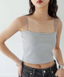 Chillfar | カップ付き スクエアクロップ丈ダブルストラップドキャミソール(キャミソール)