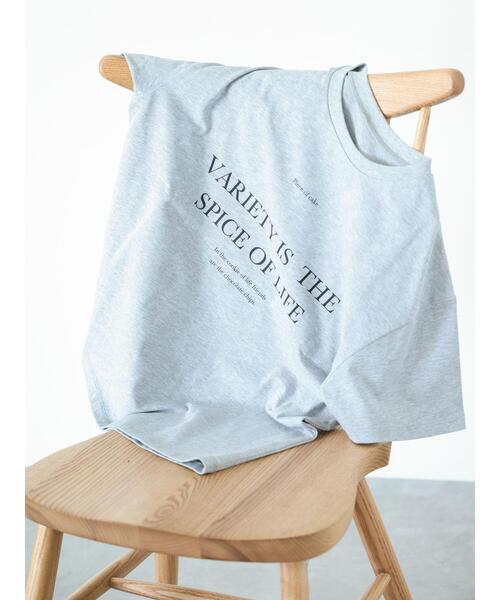 Te chichi（テチチ）の「ロゴコンビプリントTシャツ（Tシャツ/カットソー・レディース・オフホワイト/グレー/ブラック・F）」の3枚目の写真