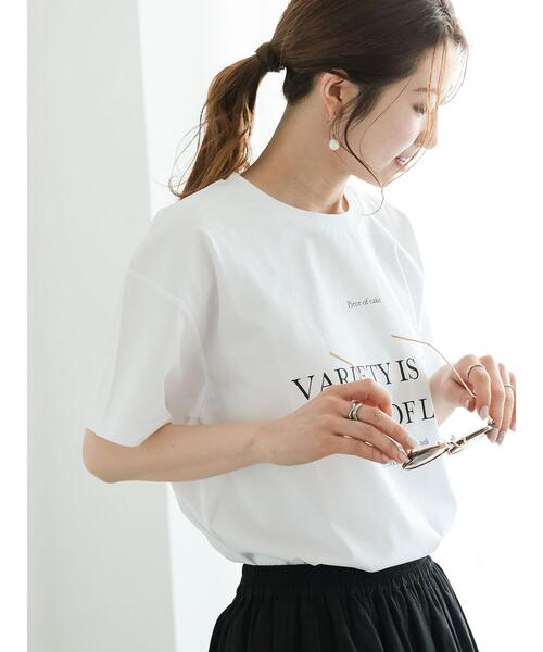 Te chichi（テチチ）の「ロゴコンビプリントTシャツ（Tシャツ/カットソー・レディース・オフホワイト/グレー/ブラック・F）」の2枚目の写真