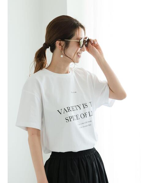 Te chichi（テチチ）の「ロゴコンビプリントTシャツ（Tシャツ/カットソー・レディース・オフホワイト/グレー/ブラック・F）」の6枚目の写真