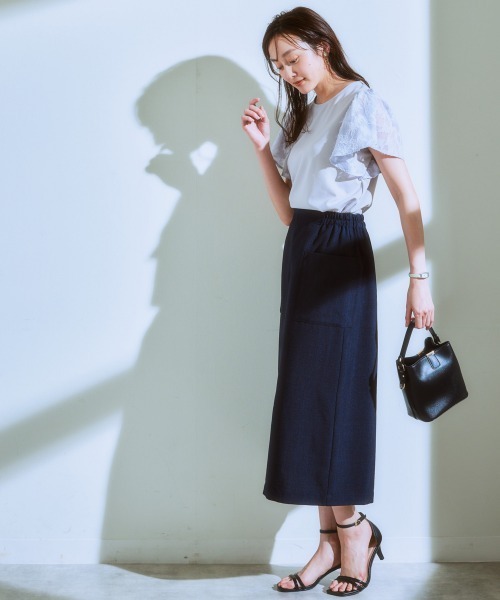 7days Life Styling(セブンデイズライフスタイリング)の「袖レース切替ブラウス見えトップス(Tシャツ/カットソー・レディース・オフホワイト/ブラック/ライトグレー・LL/M/L)」の7枚目の写真
