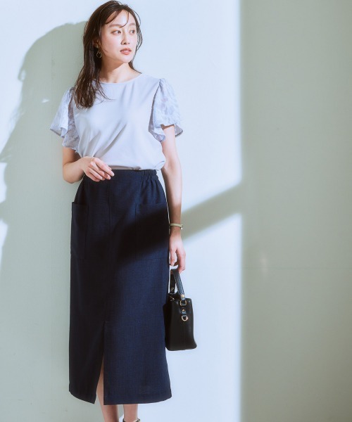 7days Life Styling(セブンデイズライフスタイリング)の「袖レース切替ブラウス見えトップス(Tシャツ/カットソー・レディース・オフホワイト/ブラック/ライトグレー・LL/M/L)」の9枚目の写真
