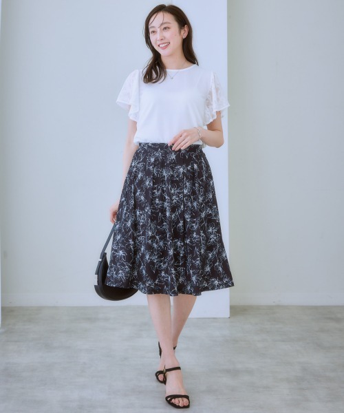 7days Life Styling(セブンデイズライフスタイリング)の「袖レース切替ブラウス見えトップス(Tシャツ/カットソー・レディース・オフホワイト/ブラック/ライトグレー・LL/M/L)」の12枚目の写真