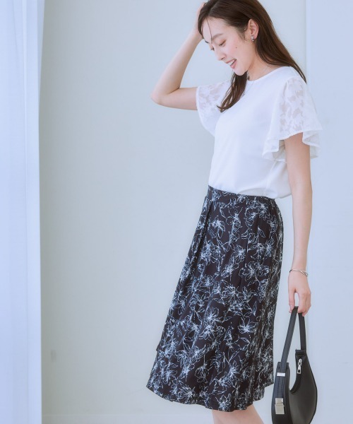7days Life Styling(セブンデイズライフスタイリング)の「袖レース切替ブラウス見えトップス(Tシャツ/カットソー・レディース・オフホワイト/ブラック/ライトグレー・LL/M/L)」の13枚目の写真