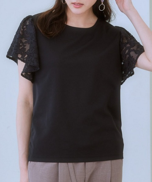 7days Life Styling(セブンデイズライフスタイリング)の「袖レース切替ブラウス見えトップス(Tシャツ/カットソー・レディース・オフホワイト/ブラック/ライトグレー・LL/M/L)」の16枚目の写真