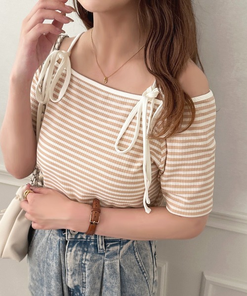apres jour(アプレジュール)の「ボーダーリボンT【ZOZOTOWN限定アイテム】(Tシャツ/カットソー・レディース・ブルー/ブラック/ピンク・X-LARGE/フリー)」の2枚目の写真