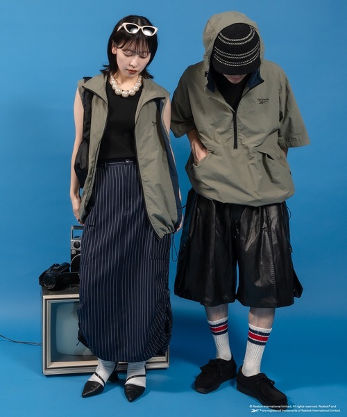 セール】Reebok／Perushu別注 配色切り替えナイロンアノラックプル
