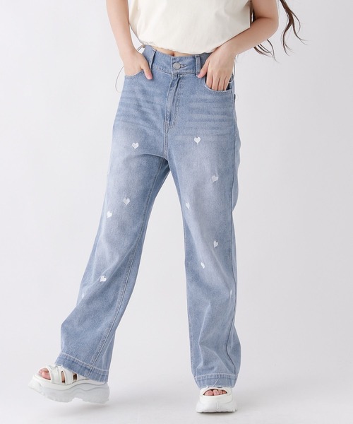 repipi armario（レピピ アルマリオ）の「ハート・リボン総柄デニム（デニムパンツ・キッズ・ブラック系1/ブラック系2/ブルー系1/ブルー系2・SMALL/MEDIUM/LARGE）」の4枚目の写真