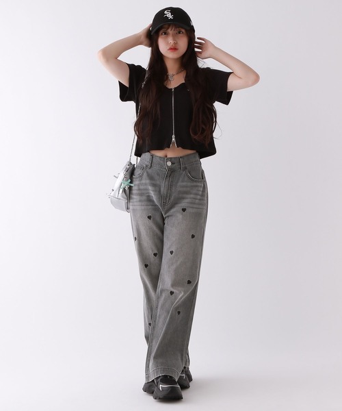 repipi armario（レピピ アルマリオ）の「ハート・リボン総柄デニム