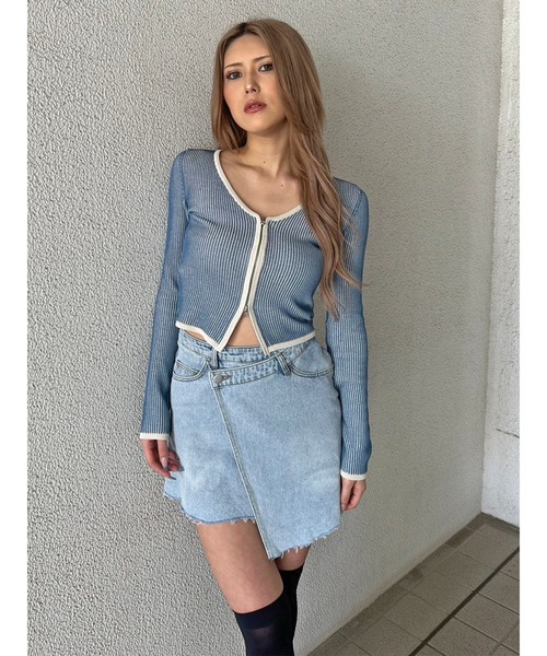 EGOIST（エゴイスト）の「ラップデニムミニスカート（スカート・レディース・ライトブルー/ホワイト・M/S）」の19枚目の写真