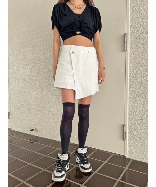 EGOIST（エゴイスト）の「ラップデニムミニスカート（スカート・レディース・ライトブルー/ホワイト・M/S）」の14枚目の写真