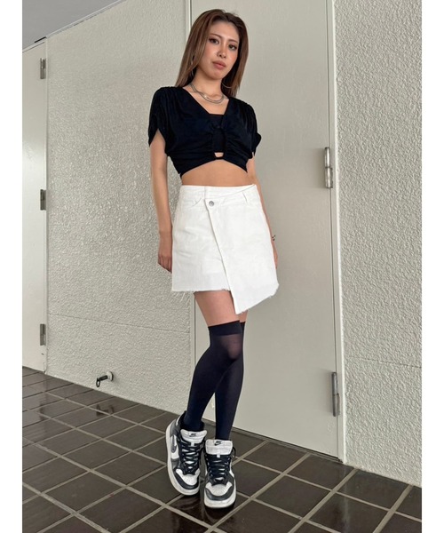 EGOIST（エゴイスト）の「ラップデニムミニスカート（スカート・レディース・ライトブルー/ホワイト・M/S）」の13枚目の写真
