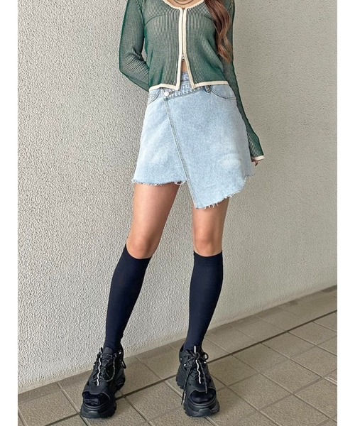 EGOIST（エゴイスト）の「ラップデニムミニスカート（スカート・レディース・ライトブルー/ホワイト・M/S）」の12枚目の写真