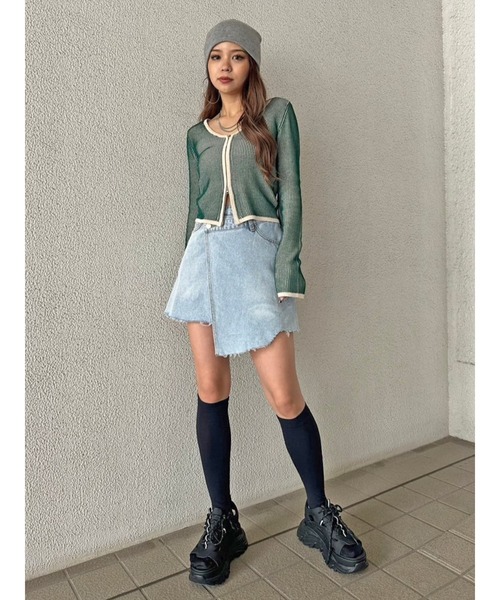 EGOIST（エゴイスト）の「ラップデニムミニスカート（スカート・レディース・ライトブルー/ホワイト・M/S）」の11枚目の写真