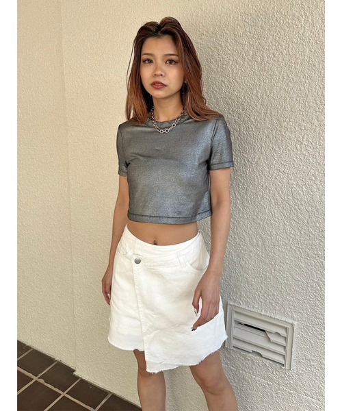 EGOIST（エゴイスト）の「ラップデニムミニスカート（スカート・レディース・ライトブルー/ホワイト・M/S）」の10枚目の写真