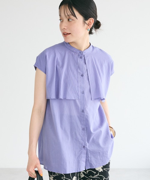 CRAFT STANDARD BOUTIQUE(クラフトスタンダードブティック)の「インド綿フリルブラウス(シャツ/ブラウス・レディース・グレー系その他2/サックスブルー系3/ラベンダー/ネイビー・FREE)」の4枚目の写真