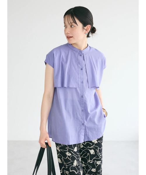 CRAFT STANDARD BOUTIQUE(クラフトスタンダードブティック)の「インド綿フリルブラウス(シャツ/ブラウス・レディース・グレー系その他2/サックスブルー系3/ラベンダー/ネイビー・FREE)」の7枚目の写真
