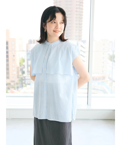CRAFT STANDARD BOUTIQUE(クラフトスタンダードブティック)の「インド綿フリルブラウス(シャツ/ブラウス・レディース・グレー系その他2/サックスブルー系3/ラベンダー/ネイビー・FREE)」の6枚目の写真
