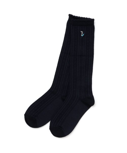 apres les cours(アプレレクール)の「お花刺繍ハイソックス(ソックス/靴下・キッズ・アイボリー/ネイビー・12/15 /18/21)」の1枚目の写真